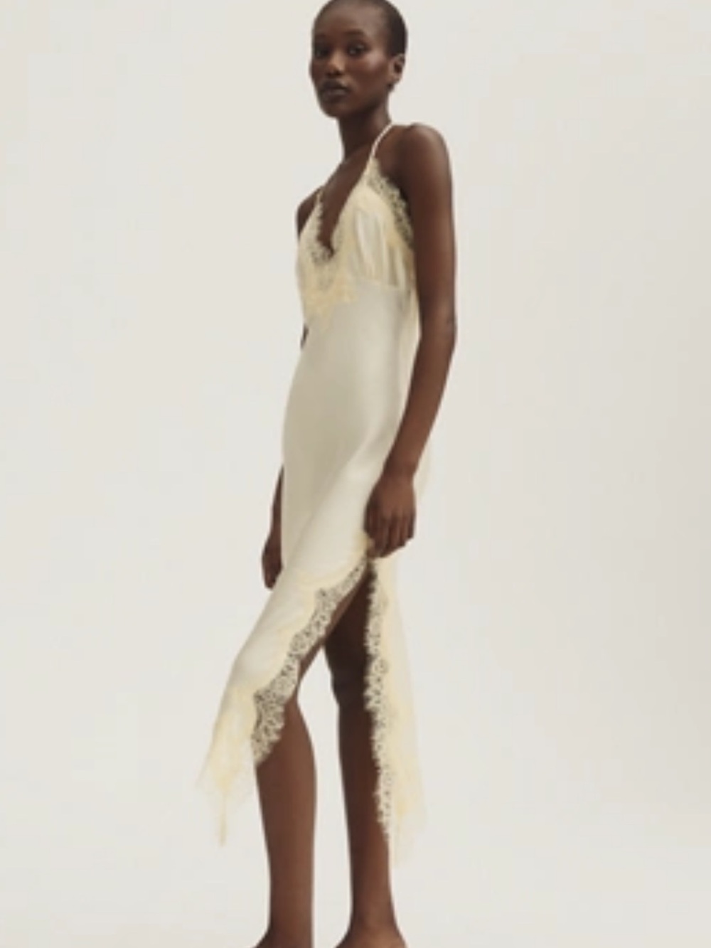 Bardo Silvio lace trim butter halter slip dress